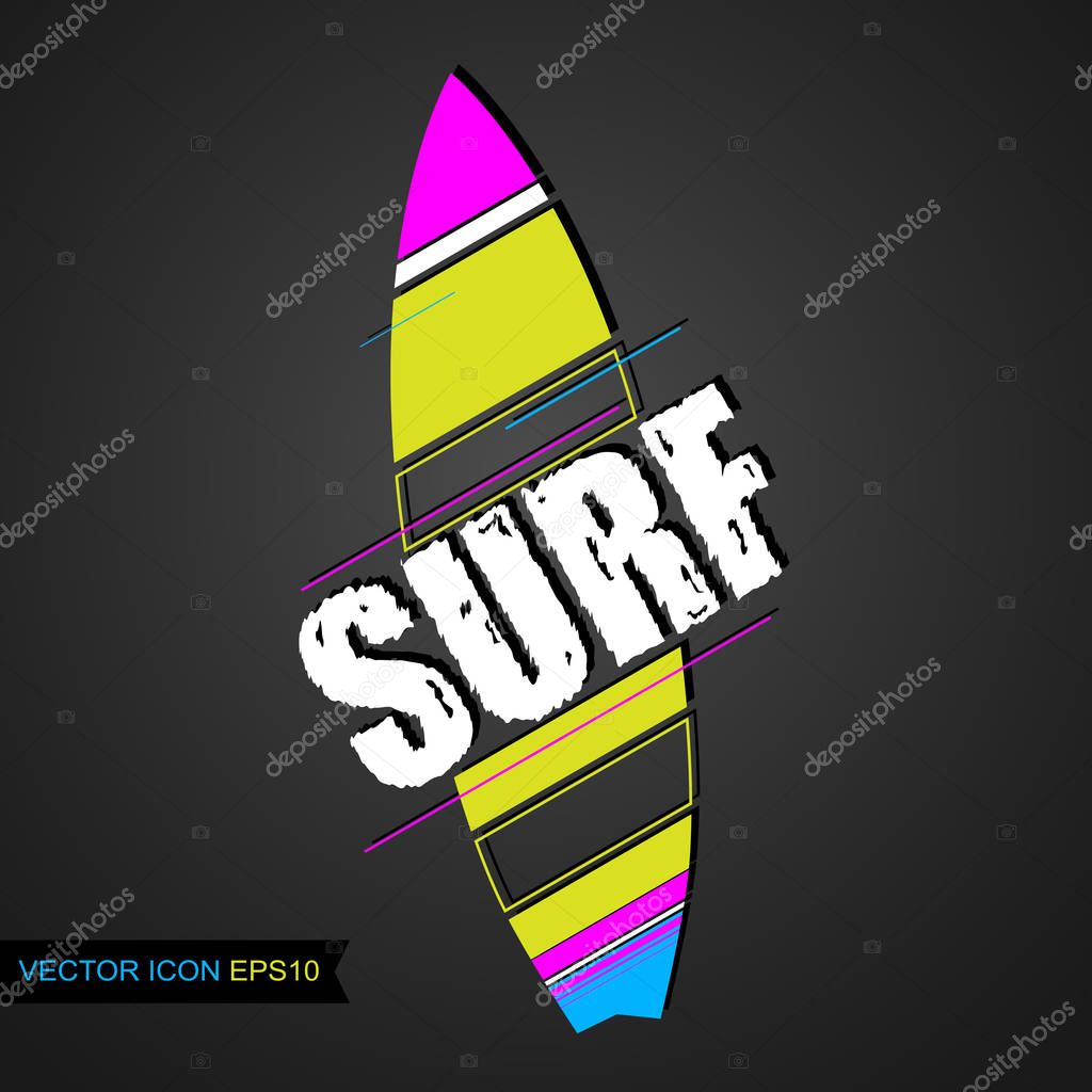 Logo surfing. Emblem of Surf Club with surfing boards.Vector illustration. Flat icon.