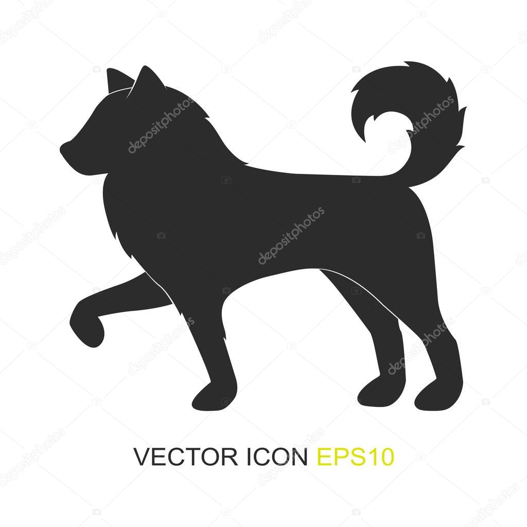 Silhouette of a dog. Vector. View from the side of the dog.