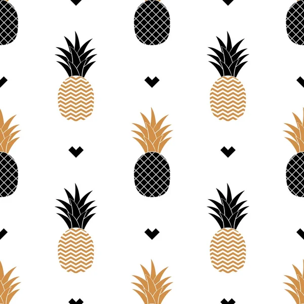 Sfondo semplice senza cuciture con un'immagine di ananas dorato. Vettore . — Vettoriale Stock