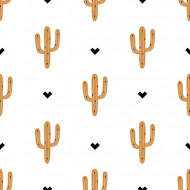 Kaktüs görüntü ile basit sorunsuz arka plan. Altın ve siyah kaktüs. desen. Vektör. Vektör çizim