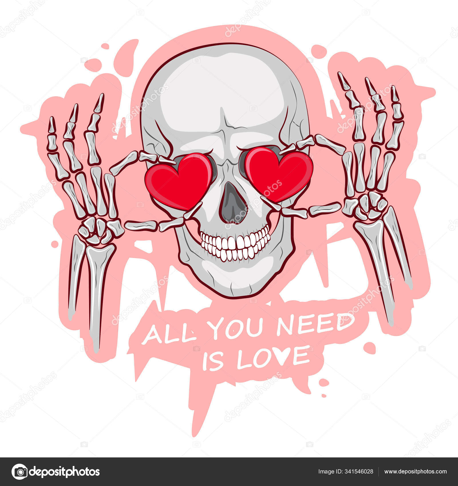 Cute Picture Scho Skeleton Valentines Day Vector Illustration White