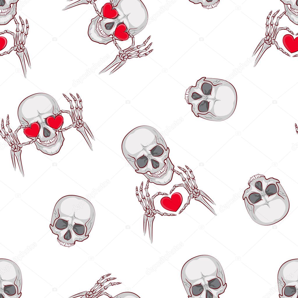 cute picture of scho skeleton for valentines day. Vector illustration on a white background. Valentine's Day