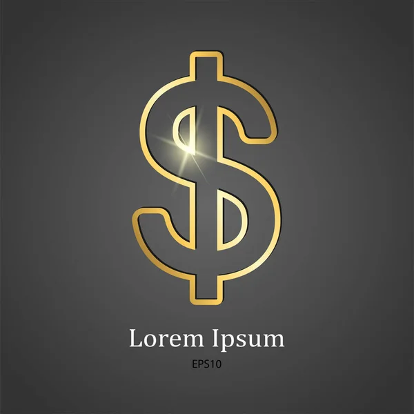 Signo Oro Vectorial Logo Dólar Oro Ilustración Vectorial — Archivo Imágenes Vectoriales