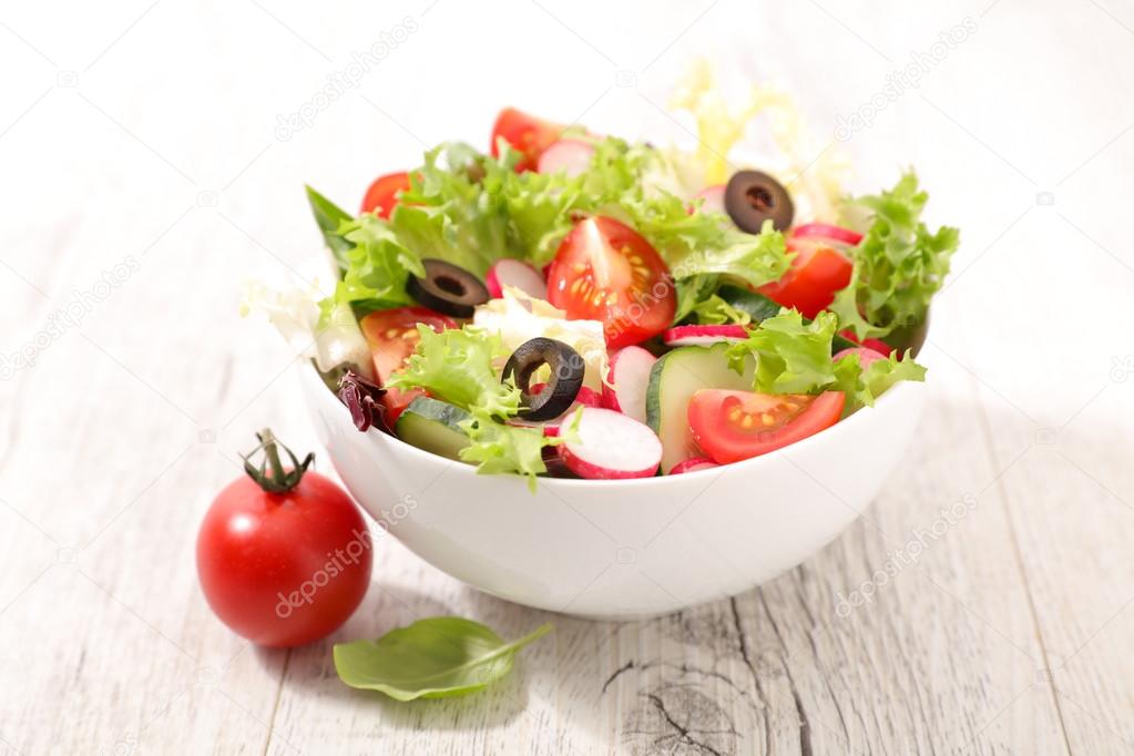 fresh salad on table