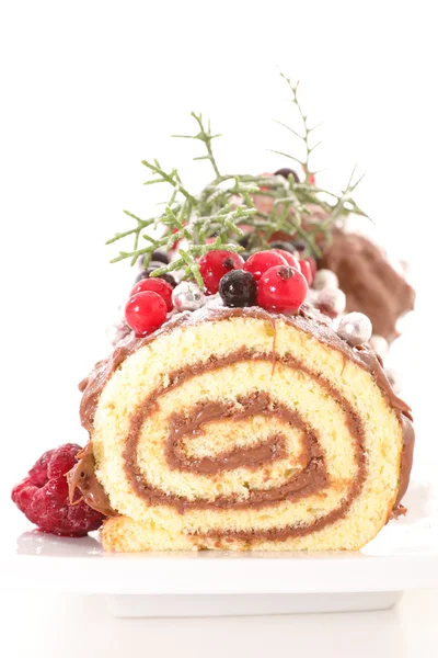 Christmas log dessert — Stock Photo, Image