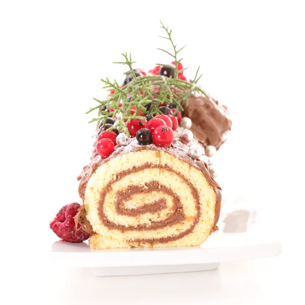 Christmas log dessert — Stock Photo, Image