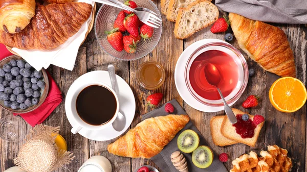 Composición del desayuno con café — Foto de Stock