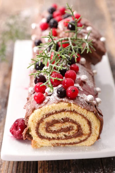 Weihnachtsprotokoll Nachtisch — Stockfoto