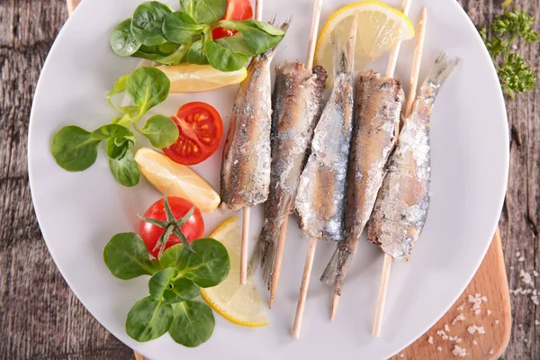 Hautnah auf gebratener Sardine — Stockfoto