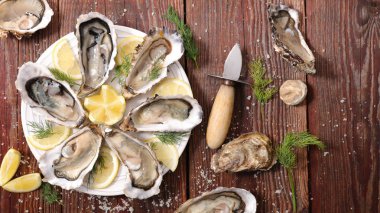 oyster and lemon clipart