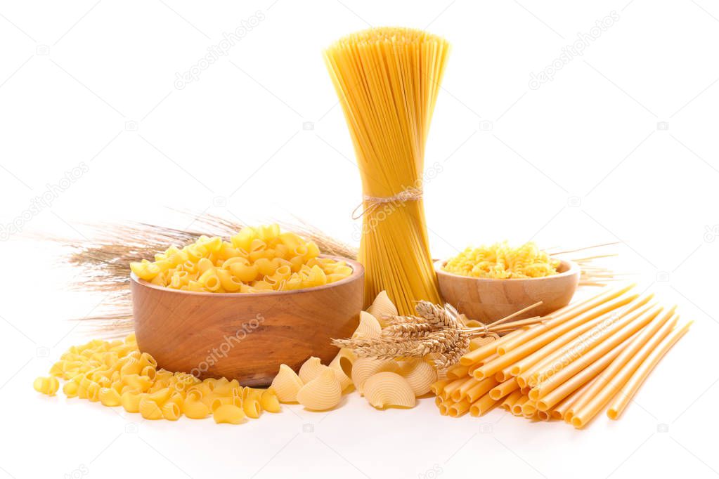 assortment raw pasta