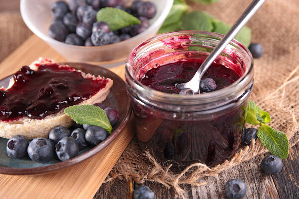 blueberry jam in jar