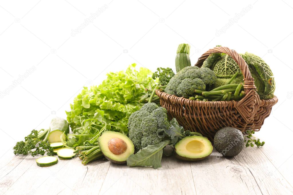 assorted green vegetables and fruits