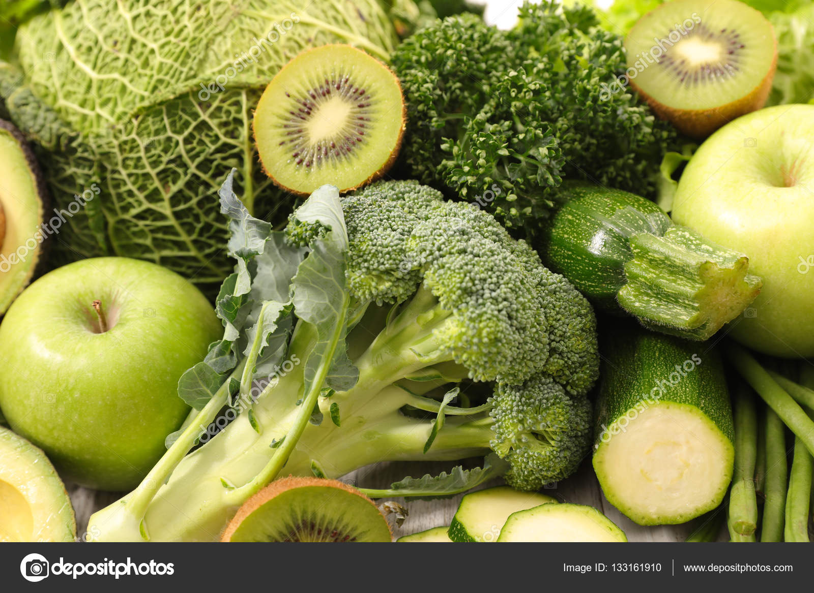 Assorted green vegetables and fruits Stock Photo by ©studioM 133161910