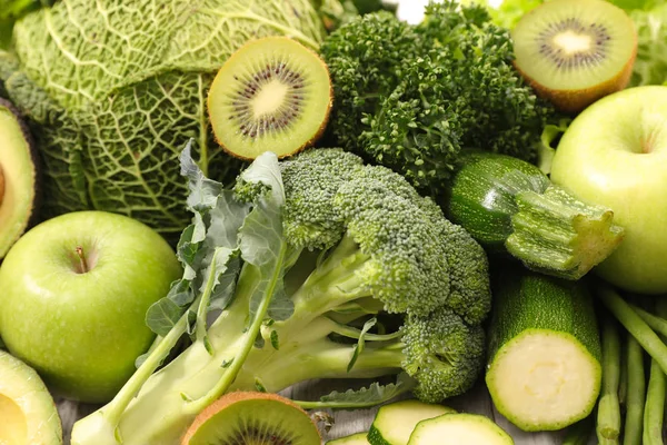 Assorted green vegetables and fruits — Stock Photo, Image