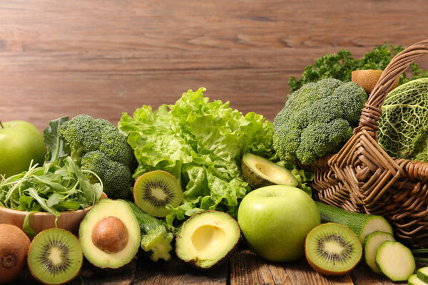 assorted green vegetables and fruits