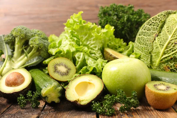 Assorted green vegetables and fruits — Stock Photo, Image