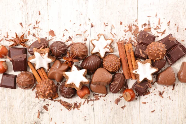 Sortimento doces de chocolate — Fotografia de Stock