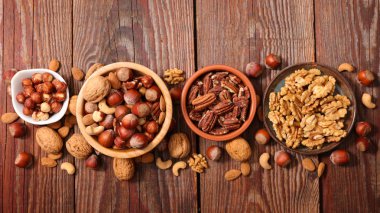 assorted nuts in bowls clipart