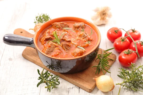 Goulash,  Stew meat in the pan — Stock Photo, Image