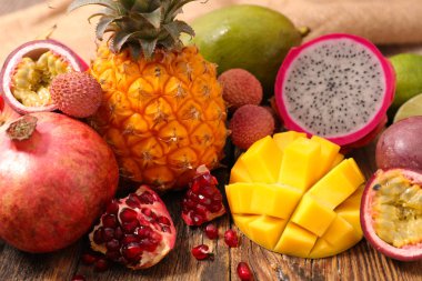 assorted tropical fruits clipart