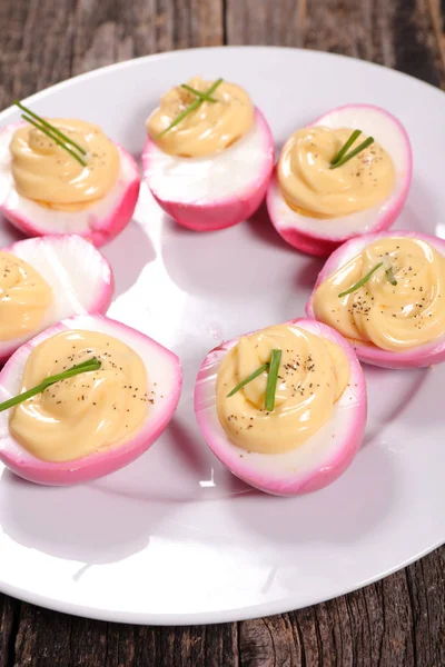 Breakfast of deviled eggs — Stock Photo, Image