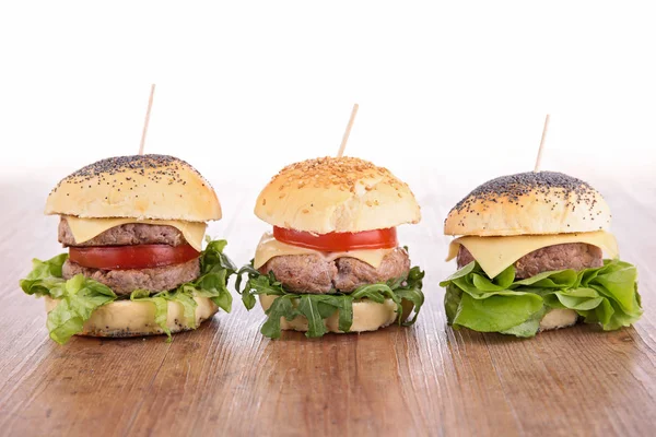 Hamburgers with beef and vegetables — Stock Photo, Image