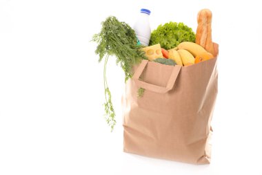 paper bag with groceries clipart