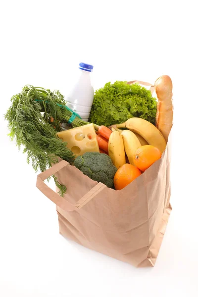 Papieren zak met boodschappen — Stockfoto