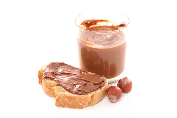 Шоколадное масло на хлеб — стоковое фото