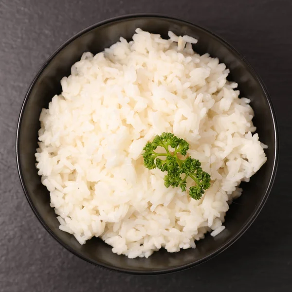 Cuenco negro de arroz —  Fotos de Stock