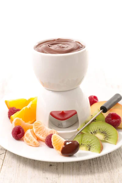 Chocolate fondue in bowl — Stock Photo, Image