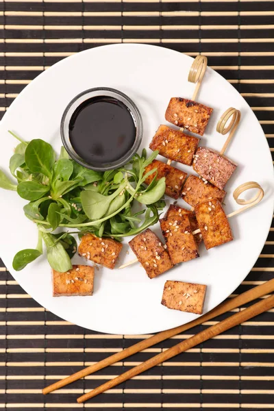 Fried tofu with soy sauce — Stock Photo, Image