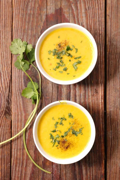 Hot soup in bowls — Stock Photo, Image