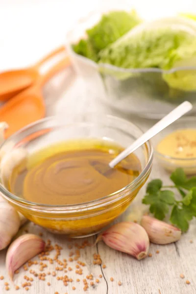 Sauce for salad on background — Stock Photo, Image