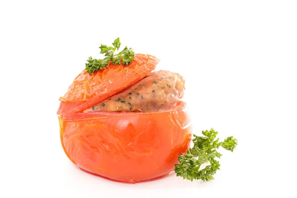Baked tomato filled with meat — Stock Photo, Image