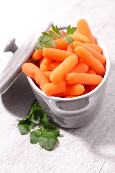 Fresh carrots in bucket — Stock Photo, Image