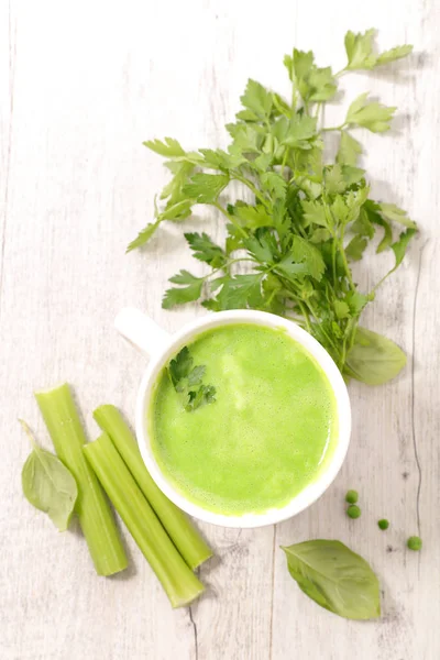 Green soup with parsley and celery — Stock Image Green soup with parsley and celery Royalty Free Stock Photos