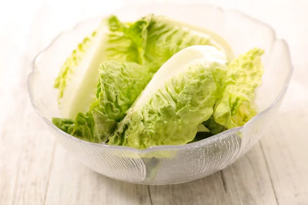 Hojas frescas de ensalada en tazón — Foto de Stock