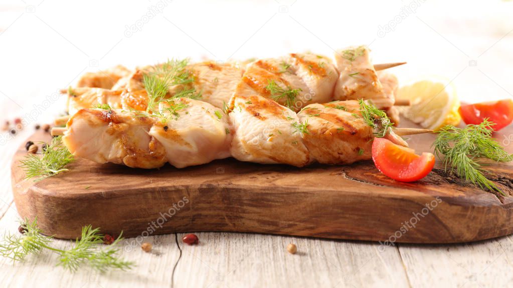 Grilled chicken skewers