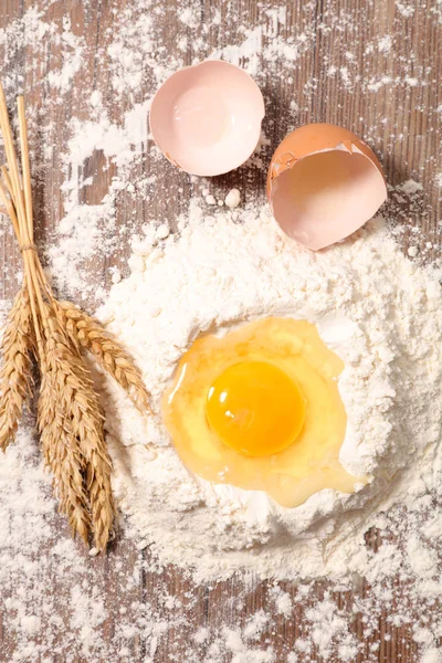 Baking flour and egg with ears — Stock Photo, Image