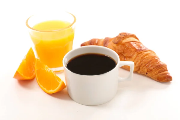 Frühstück mit Kaffee und Croissant — Stockfoto