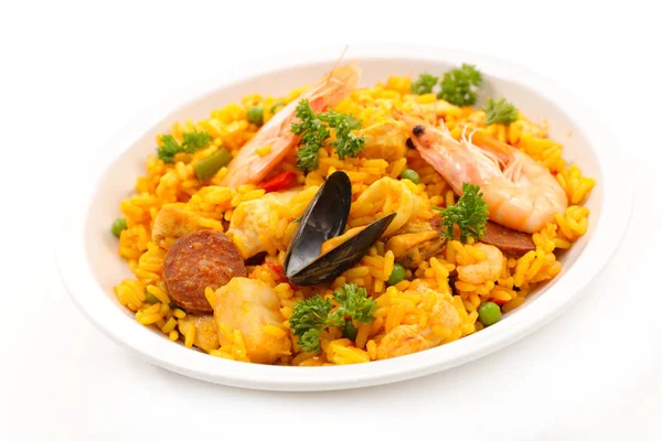 Skaldjur paella med räkor — Stockfoto