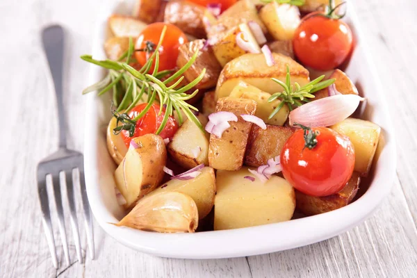 Baked vegetables and fork — Stock Photo, Image