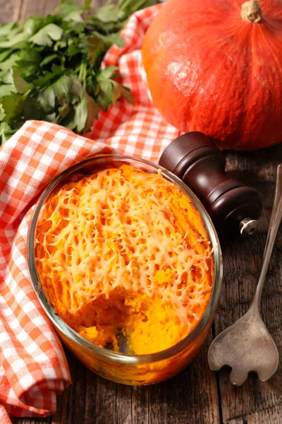 Gratin pumpkin with different objects — Stock Photo, Image