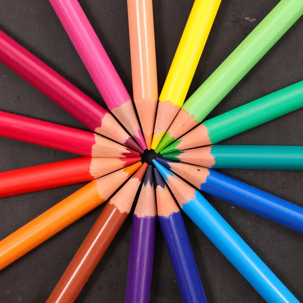 Colorful pencils on dark — Stock Photo, Image