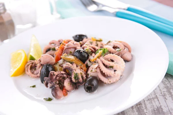 Plate of octopus salad — Stock Photo, Image