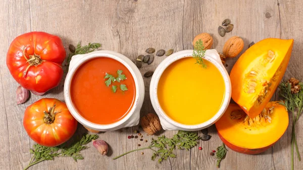 Различные миски супа — стоковое фото
