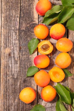 taze kayısı ve yaprakları