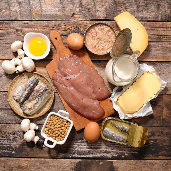 Lebensmittel mit hohem Vitamin-D-Gehalt — Stockfoto